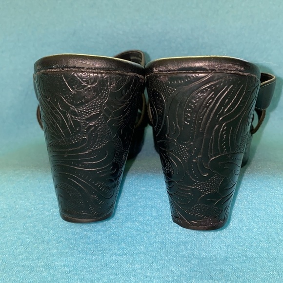 LIZ CLAIBORNE Seville leather wedge black strap chunky summer sandals size 6.5 M - Picture 4 of 12